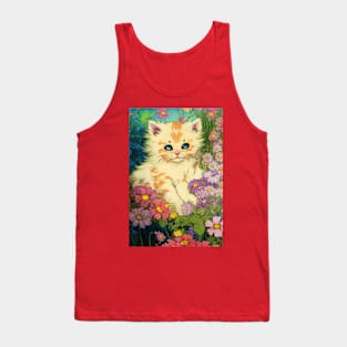 Kitten between flowers Tank Top